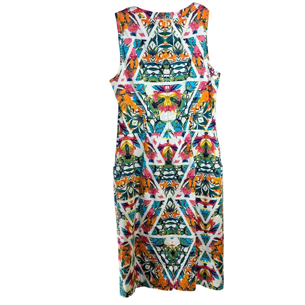 Adrianna Papell Dress Womens Size 2 Kaleidoscope Geometric Floral Lattice Lined - Picture 2 of 4